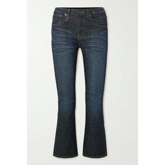 R13 Kick Fit Avery Indigo High Rise Crop Flare Jeans Size 27 - Picture 1 of 3